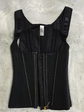 Black Sculpting Shapewear Vest with Front Zip and Hook Closure